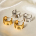 Vintage Layered CC Hoops 18K PVD Gold Plated Hoop Earring Geometric Stainless Steel Circle Minimal Hoop Earrings