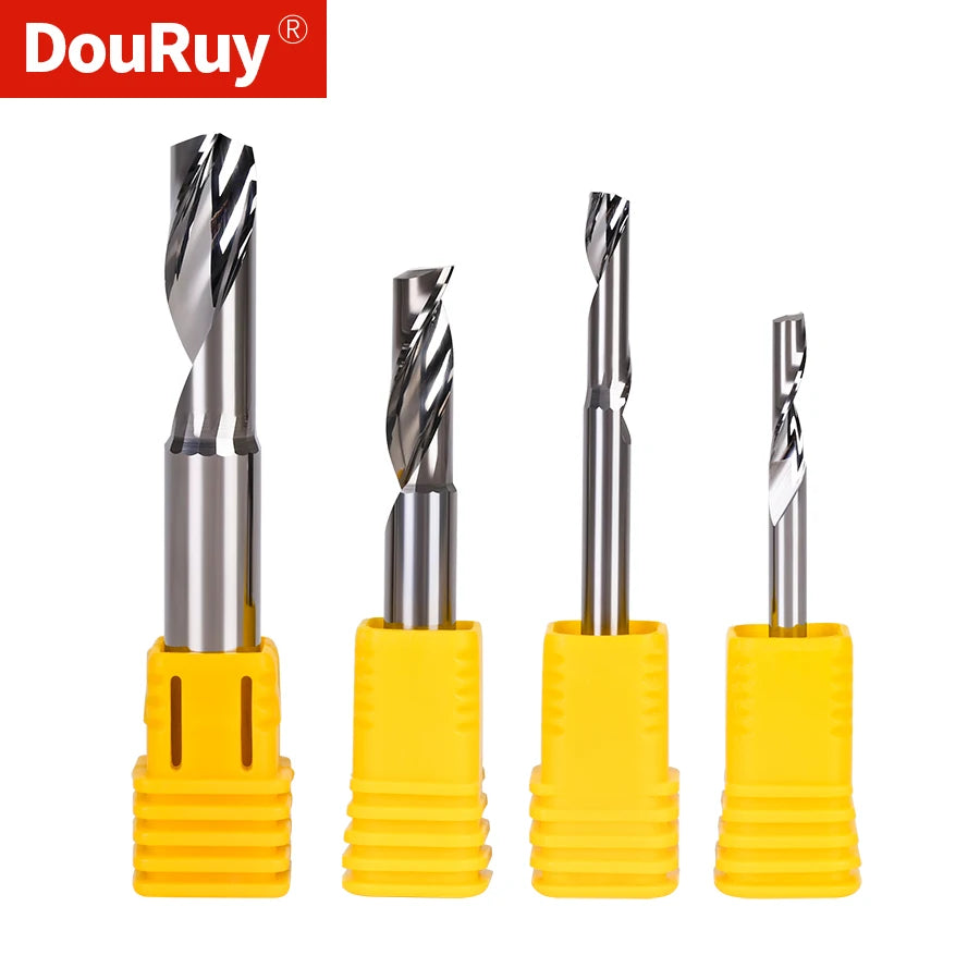 DouRuy 2A 3.175/4/5/6mm  High Quality  CNC Router Cutting Tools Carbide End Mill Single Flute Spiral Cutter for Aluminum