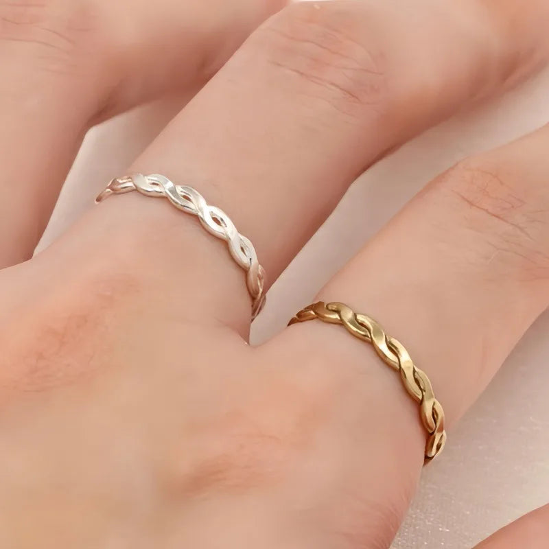 Excellent Quality Fashion Twist 14K Gold Filled Band Jewelry Woven Rings for Women