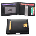 Custom Large Capacity Mens Slim Leather Money Clip Cardholder Wallet with Money Clip