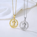 Wholesale Waterproof Custom Necklace Jewelry 18K Gold Plated Stainless Steel Saint Christopher Charm Pendant Necklace for Men