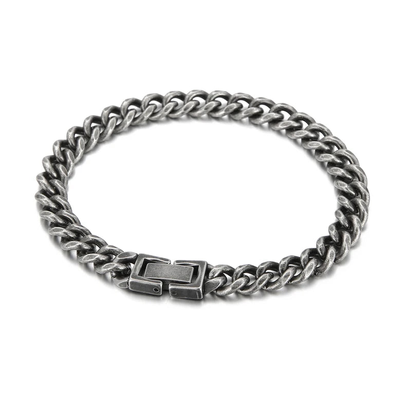 KALEN Retro Mens 200mm Grey Matte Stainless Steel Cuabn Chain Bracelets