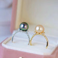 R1185 11-12mm Natural Freshwater Pearl Ring Accessory 925 Sterling Silver Adjustable Size Engagement Jewelry Ring for Women