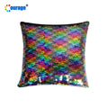 Beautiful Mermaid Color Sublimation Sequin Pillow Cases Cushion Cover Square Satin Plush White Sublimation Pillow Case Blanks MegaBDM