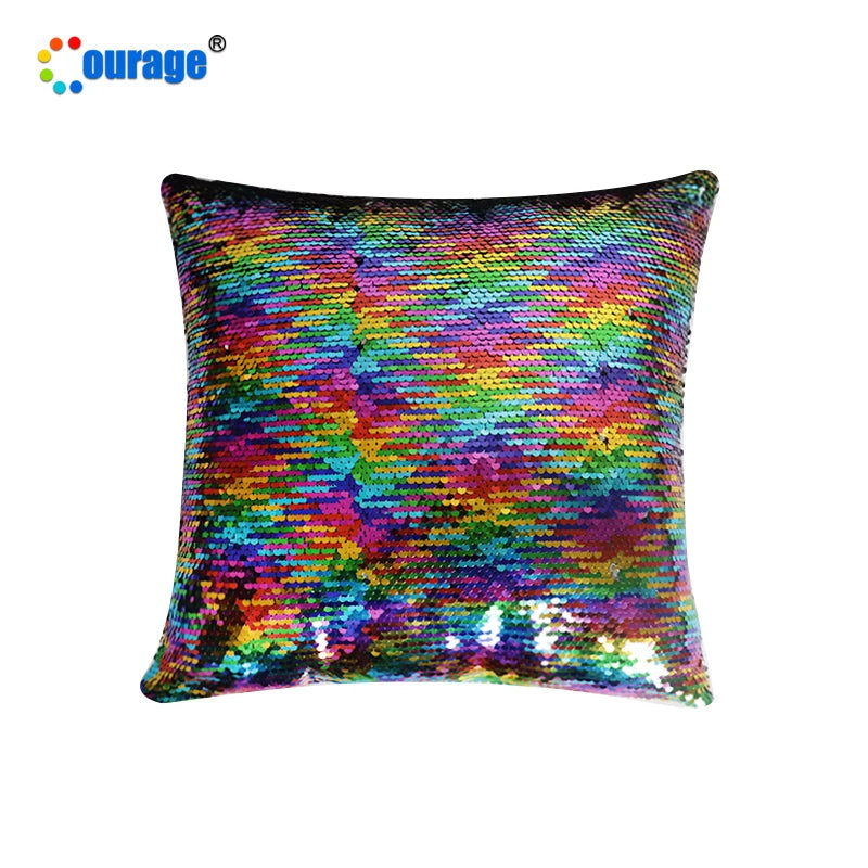Beautiful Mermaid Color Sublimation Sequin Pillow Cases Cushion Cover Square Satin Plush White Sublimation Pillow Case Blanks MegaBDM