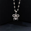 New Arrival Bowknot Design 925 Sterling Silver Cubic Zirconia Bowknot Necklace for Ladies Gift