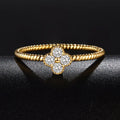 Wedding Rings Real Gold 18k Couple Four Leaves Lucky Clover Natural Diamond Girl Ring