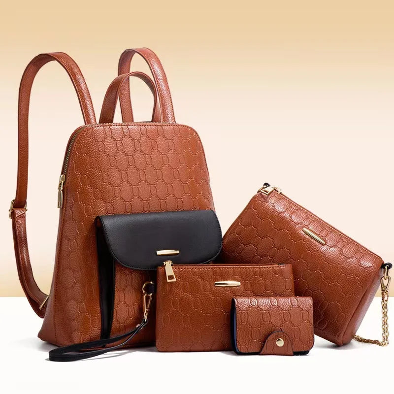 Fashion Pattern Women Handbag Shoulder Ladies Set Backpack Bag Pu Leather Purse and Hand Bags