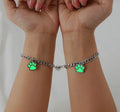 Magnetic Attract Couple Bracelets for Men Women Lover Mutual Stainless Steel Bracelets Luminous Paw Pendant with Heart Bracelet