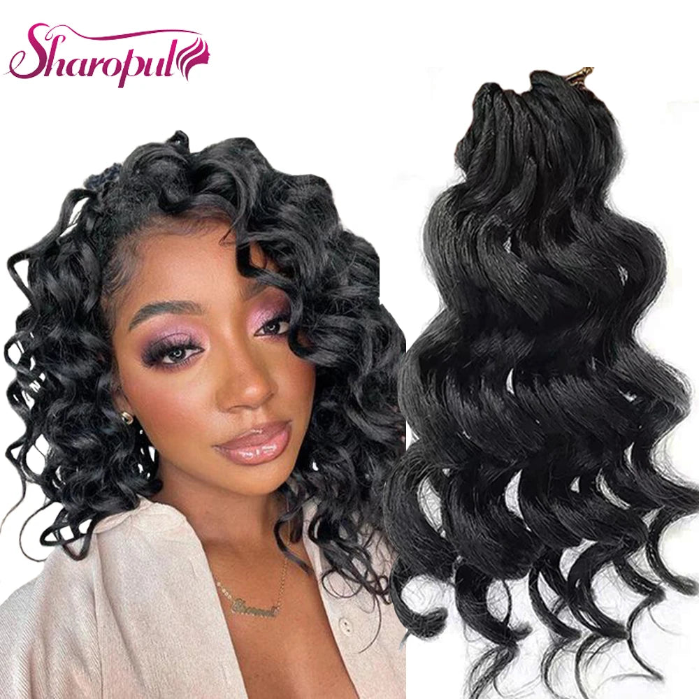 Wholesale 9-inch Short Deep Wave Crochet Hair Synthetic Curly Braiding Hair for Black Women Ocean Wave Style