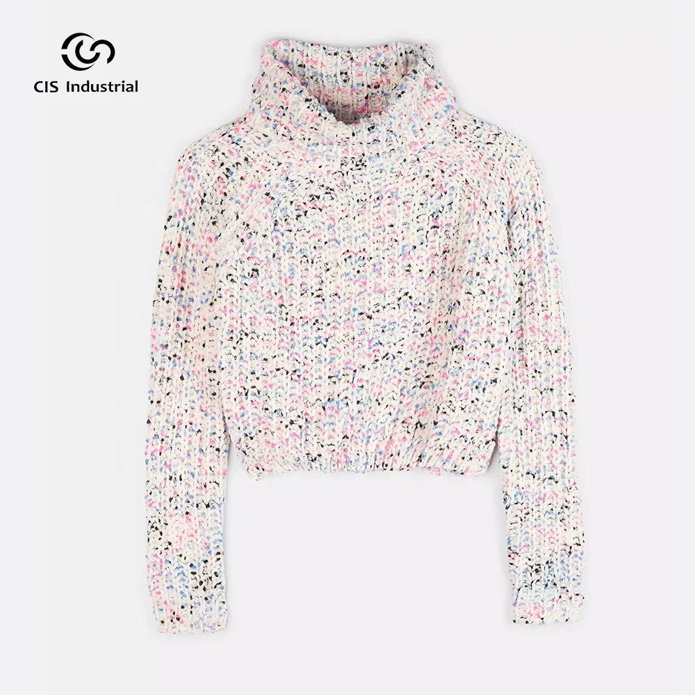 Women's Custom Logo Fashion Cute Colorful Long Sleeve Knitted Pullover Sweater New Design Winter Tops