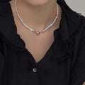 6-7MM Natural Baroque Freshwater Pearl Necklace with Magnet Buckle 40CM Natural Irregular Pearl Jewelry