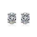 Simple Style 925 Silver Plate Earrings Female Summer Sterling Silver Oval CuteMoissanite Diamond Ear Studs Women
