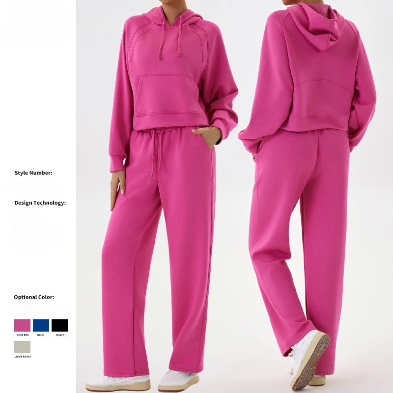 Women's Lightweight Breathable 2-Piece Lounge Outfits Fall Fashion Baggy Hoodie Sweatpants with Pockets Women's Fashion Hoodies