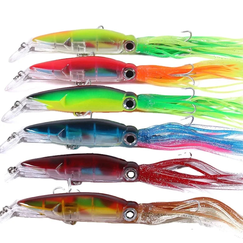 TAKEDO 140MM 40G Deep Sea Fishing Squid Fishing Lure Artificial Bait With Treble Hook for Cod Shark