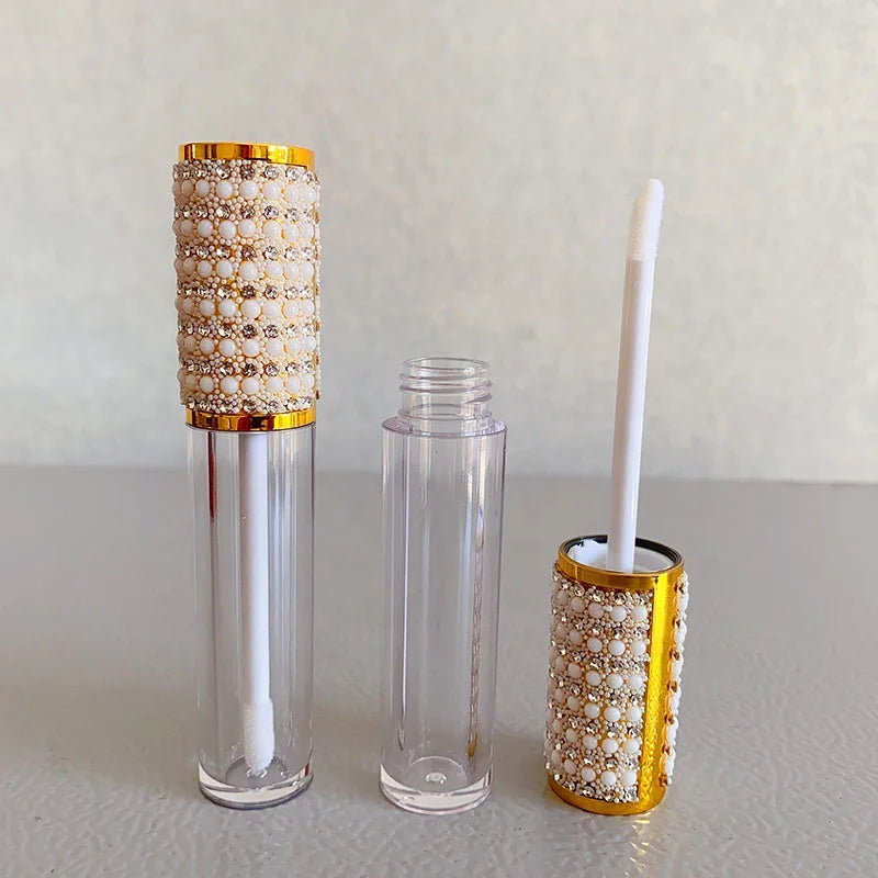 LZ Pack Hot Sale 6ml Metallic Gold Plastic Lip Gloss Bottle Private Label Empty Luxury Lip Gloss Tubes With Wand Brush and Boxes