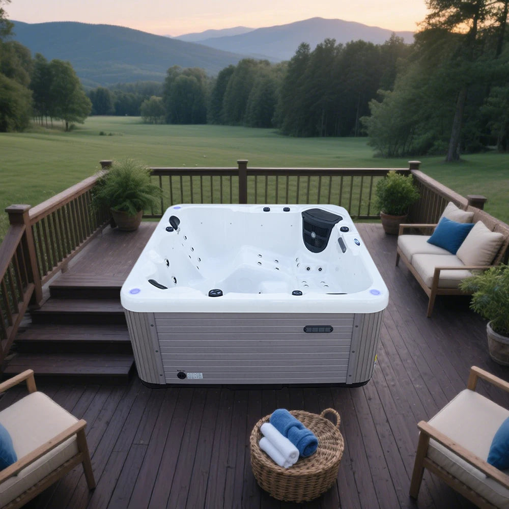 Sunrans Hydrorelax 5-Person Outdoor Spa Modern Freestanding Tub with Hydro Massage