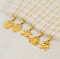 Hip Hop Rock 316L Stainless Steel Gold Plated Skull Pendant Necklace Luxury Micro-inset Zircon Skeleton Necklace for Man Woman