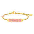 Custom logo Gold Plated Heart Enamel Jewelry Bracelet Baby Letter Bracelet
