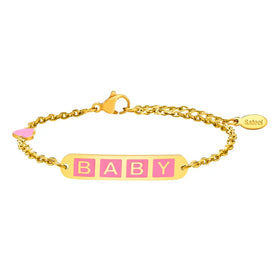 Custom logo Gold Plated Heart Enamel Jewelry Bracelet Baby Letter Bracelet