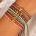 Wholesale Fashion Design Boho Handmade Jewelry Women Boho Handmade Woven Plated Cross Bracelets Bangles Gold Gift