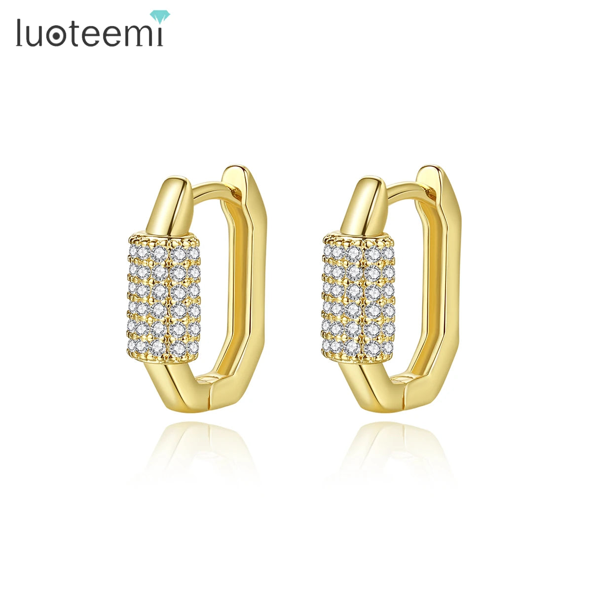 LUOTEEMI 18K Gold Plated 2026 Earring Cubic Zirconia Stud Hot Sale Funny Jewelry Woman Cute Earing for Girl MegaBDM