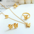 Necklace Bracelet Hoop Earrings Set Charm Stainless Steel Elegant Colorful Zircon Butterfly for Women Jewelry Sets Vintage 3pcs