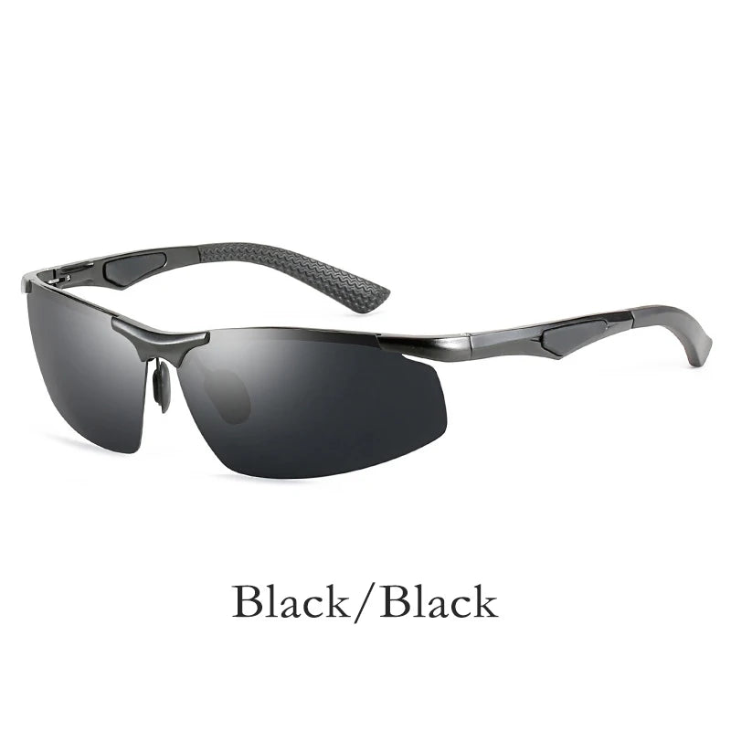 2025 New Arrival Men's Polarized Lens Rimless Sunglasses Sports Cycling Aluminum Frame Shades
