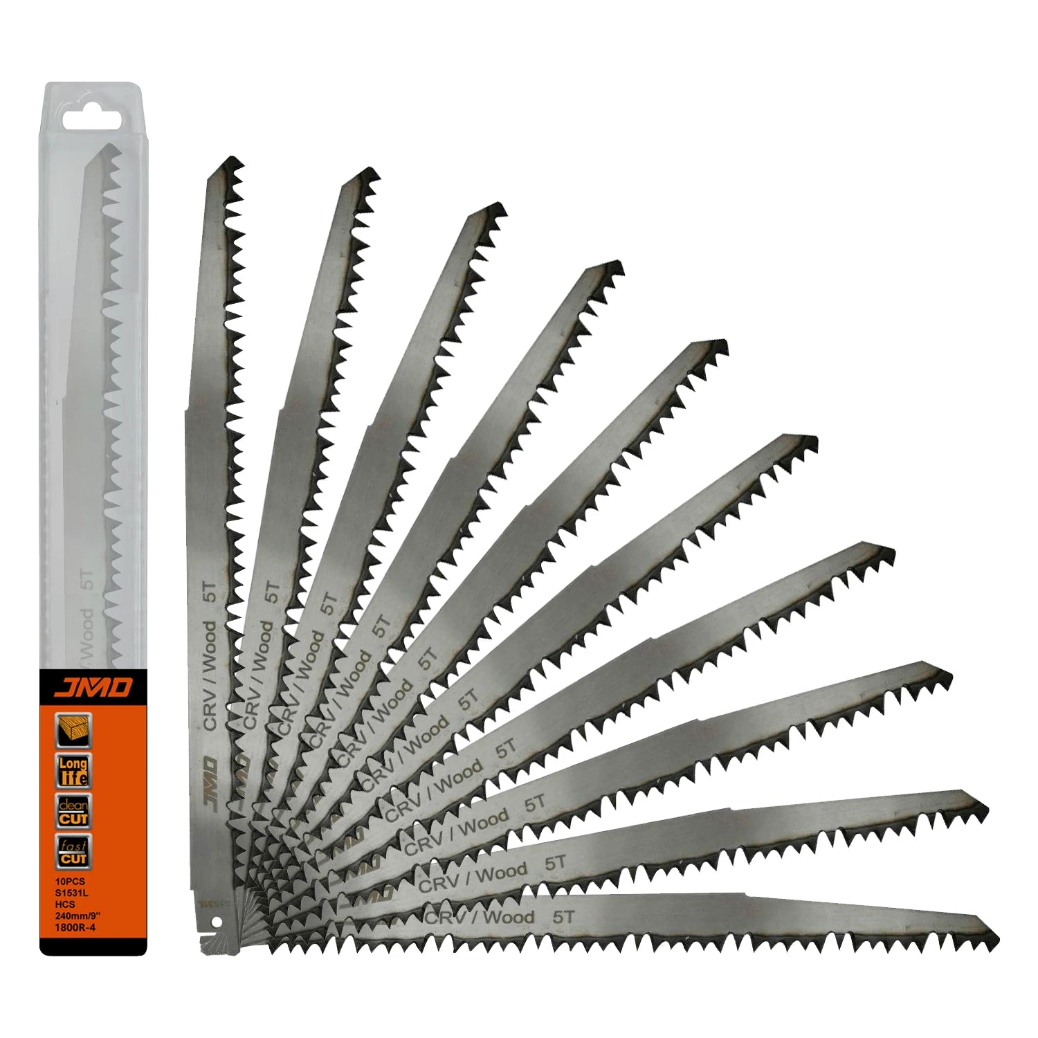 JMD S1531L 10pcs Industrial Grade High Carbon Steel Sawzall Reciprocating Blade Set Customizable OEM Hot Press Process