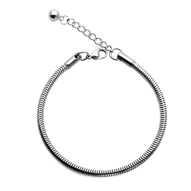 Simple Versatile Stackable Silver Bracelet Stainless Steel Chain Bracelet Multi-size Snake Bone Chain Bracelet for Women Gift