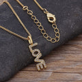 QIKU Hot Classic Letter Word Mom Love Mama Pendant Necklace Chain Party Lover Friend Relatives Gift Gold Color Copper CZ Jewelry