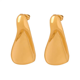 Retro Ins New Titanium Steel 18K Gold Plated Irregular Spoon Earrings Wholesale Price Waterproof and Hypoallergenic