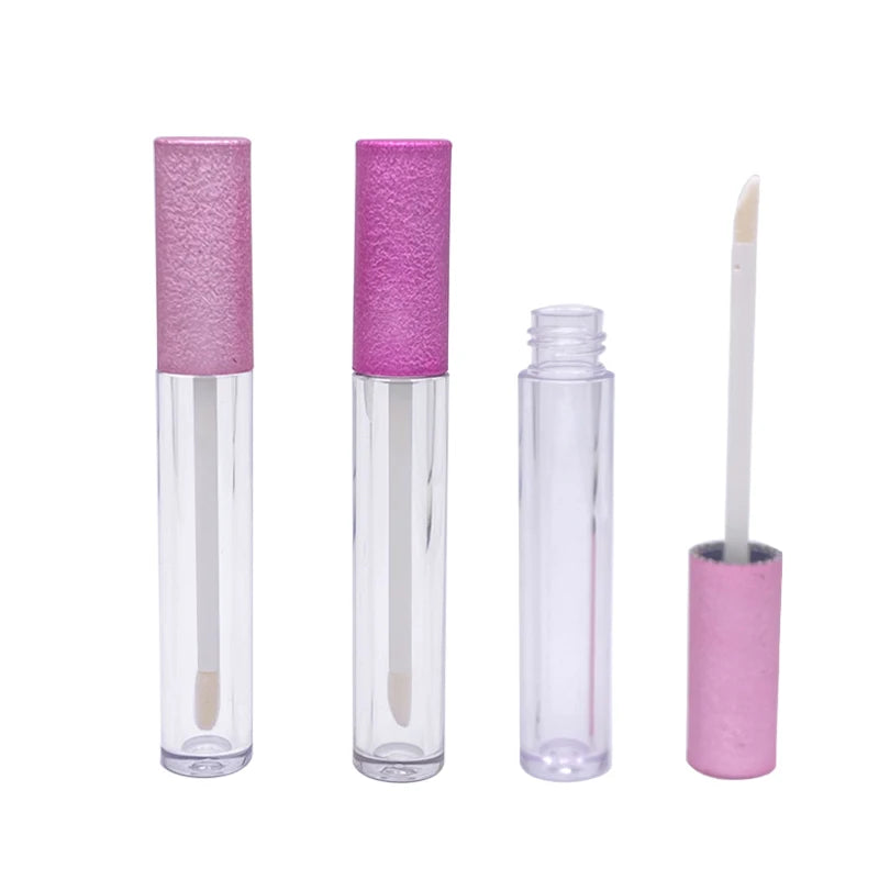 Luxury Pink Purple Thick Glitter Plastic Lip Gloss Tubes 3ml Wand Empty Sparkly Cosmetic Containers