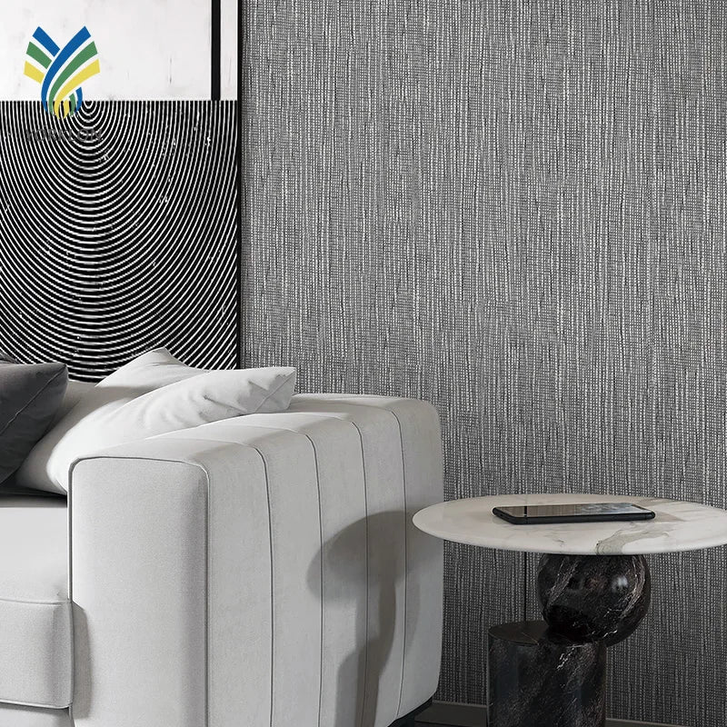 YD-10 Customized Luxury Modern Grey Wallpaper Luxury Wall Decor Background Textile Wall Cloth Waterproof Office Wallcoverings