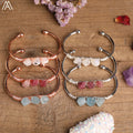 High Quality Chip Beads Healing Crystal Stone Bangle  Open Cuff Bracelets  Gold Silver Rose Golden Jewelry