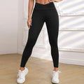 FLW Women's High Waist Hot-Selling Yoga Pants Breathable Stretch Workout Leggings with Solid Pattern Direct Factory Supply