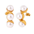 Baroque Style Women Antique Luxury Design Jewelry 18k Gold Plated Stainless Steel Twisted Pearl Glass Bead Stud Earrings