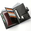 Men's Passport PU Leather Wallet Multiple Card Slots and a Clear ID Window Vintage Business Card Bag