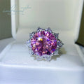 Silver 925 Original 10 Carat Brilliant Cut Diamond Test Past Pink Moissanite Romantic Wedding Blossom Ring Gemstone Jewelry