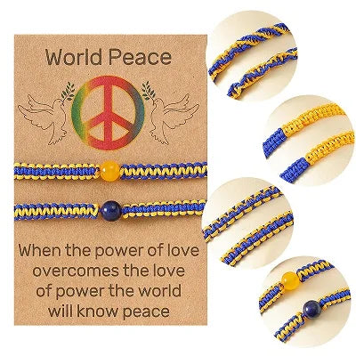 Ukraine Country Flags Bracelet Handmade Woven Braided Rope World Peace Flag Friendship Bracelets