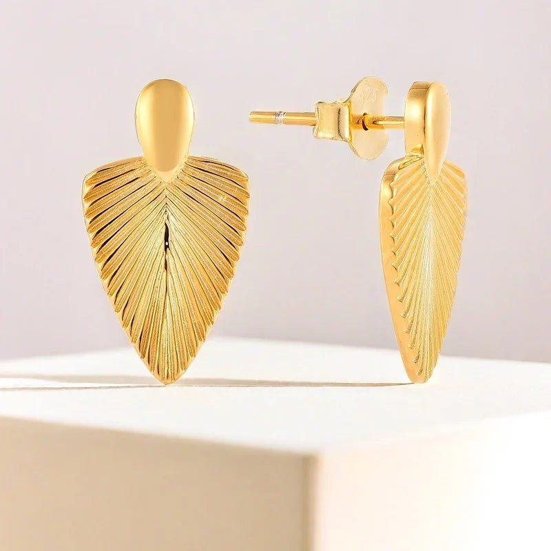 QX Custom OEM Minimalist Design 925 Silver Vintage Fine Jewelry 18k Gold Plated Stud Earings Women Luxury