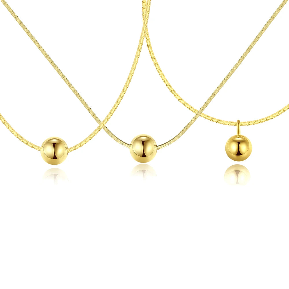 Daidan Ball Personalized Snake Chain 14K Gold Plated Choker 925 Sterling Silver Beads Necklaces