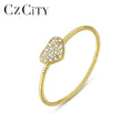CZCITY Bling 925 Silver Jewelry Sterling Woman Pave Micro New Fashion Zircon Heart Turkish Gold Cute Ring