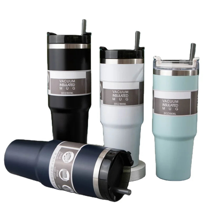 Mikenda Travel Coffee Mug 20OZ/30oz Handle Stainless Steel Double Wall With Handle and Lid Custom Logo Printed