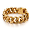 KALEN Stainless Steel Silver Chunky Cuban Chain Bracelet Vintage for Men