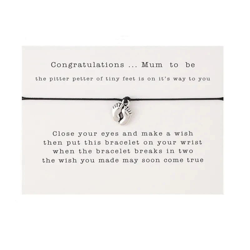 Manufacturer Handmade Jewelry Little Baby Feet Foot Pendant Bracelet Congratulation Gift Mom Mum Mother to Be Blessing Bracelet