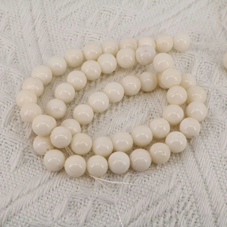 CB8100 White Coral Gemstone Round BeadsCoral Jewelry Supplies Round Beads for Coral Jewelry Making