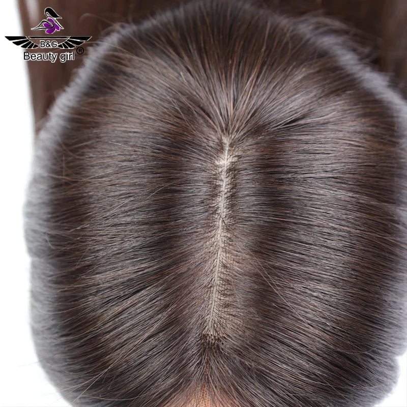 European Virgin Cuticle Aligned Natural Hair Toupee for Women Silk Base Lace Topper Human Hair Integration