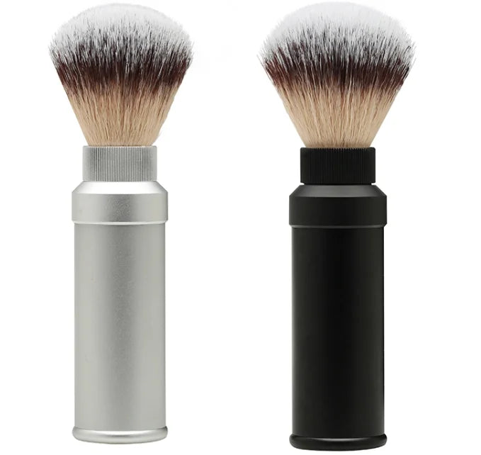 Portable Synthetic Knot Shaving Brush Mens Custom Aluminum Tube Metal Vegan Shave Beard Brushes