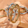 New 3pcs/Set Folded Bangles Personalized 4 Spacer Tube Beads Elastic Acrylic Vintage Resin/Lucite Beaded Bracelet Set Unisex